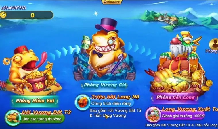 Các phòng chơi trong game Bắn Cá Royal Fishing Tại ManClub